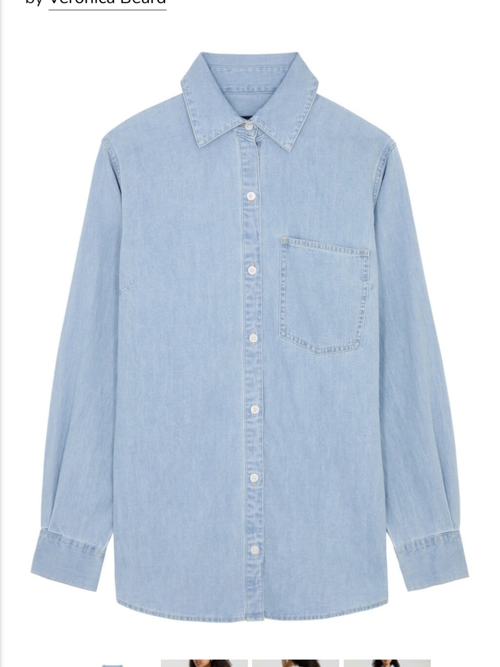 Veronica Beard Maya Chambray Button-Down Shirt in Sky - Picture 5 of 11